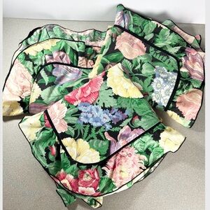 Martha Stewart Floral Medley king size pillow shams, set/3 black ruffled edge